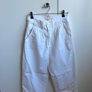 Pleated Balloon White Pants